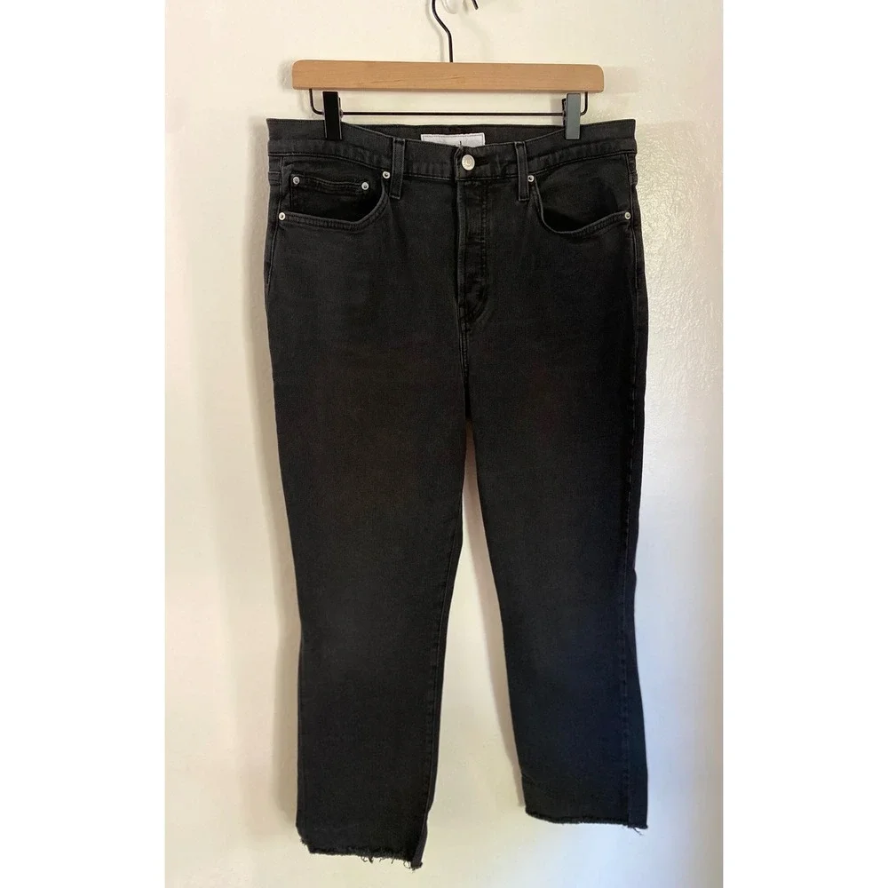 Frank & Eileen CORK Worn Black Raw Hem Straight Leg Jeans Size 32
